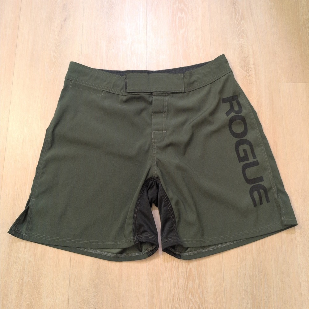 Rogue Fitness Mens Size 34 Training Board Shorts Olive Green CrossFit Lifting